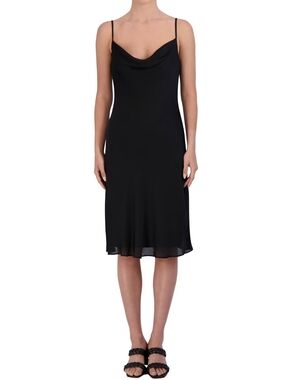 BCBG Paris Black Cowl Neck Slip Dress with Adjustable Straps